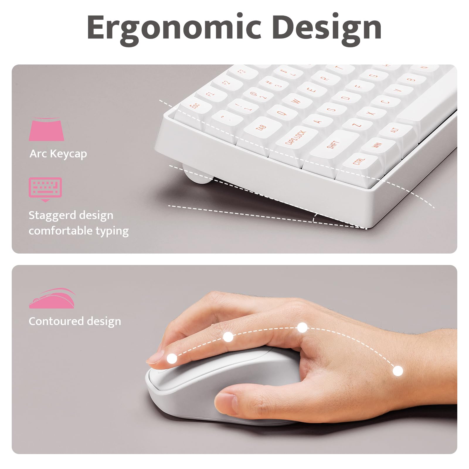 Darkflash Wireless Mechanical Keyboard And Mouse For Office, 106 Keys Full Size Keyboard And Mouse Combo, Linear Red Switches Fo