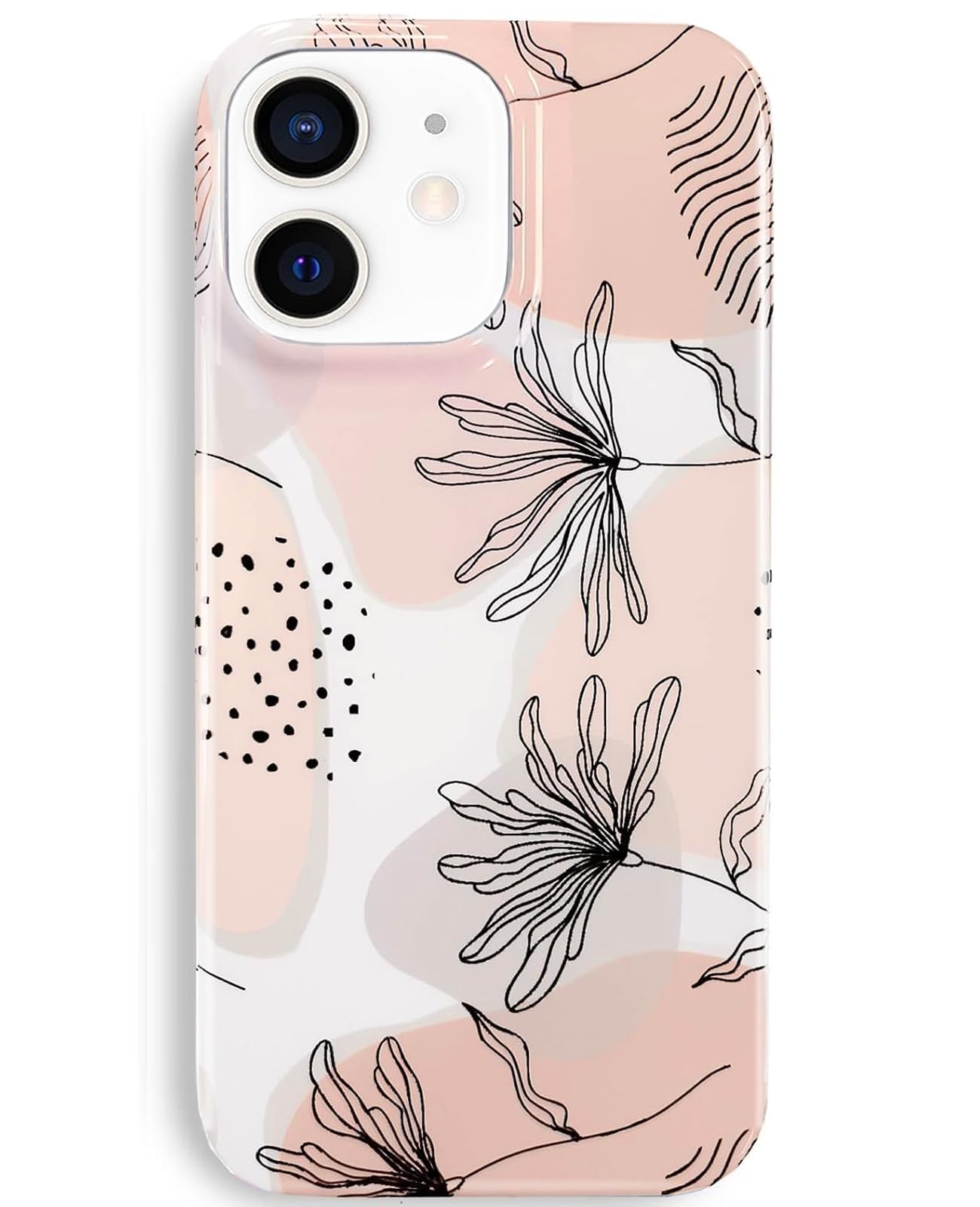 J.west for iPhone 12 Case,iPhone 12 Pro Case 6.1,Aesthetic Minimalist Boho Modern Abstract Prints Slim Geo Line Plant Floral Pat
