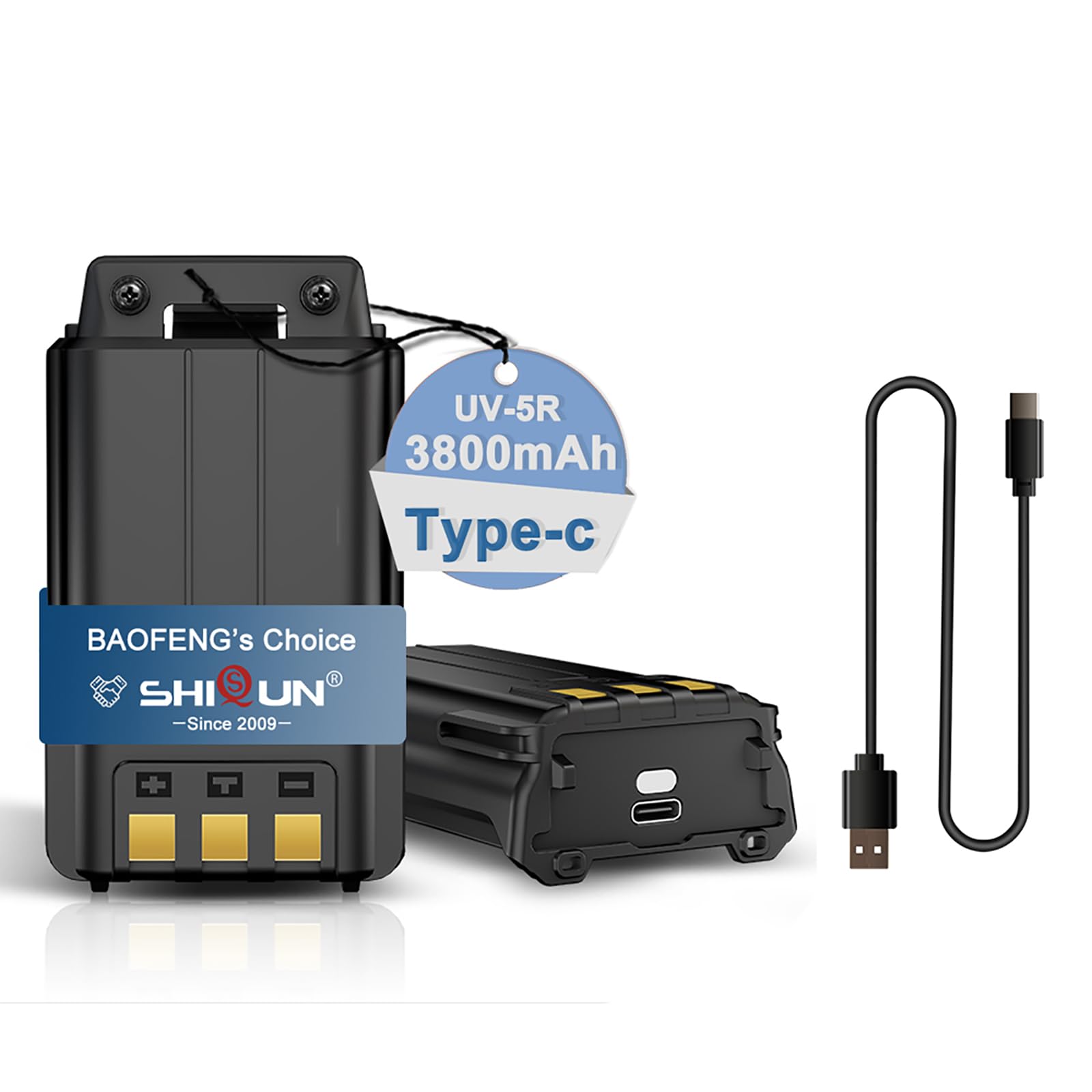 Uv 5R Battery Enlarge Rechargable Type C Charger 3800Mah Bl 5 For Walikie Talkie Bf F8Hp Uv 5Re Rd 5R Uv 5Rtp Uv 5X3 Usb C Ham R