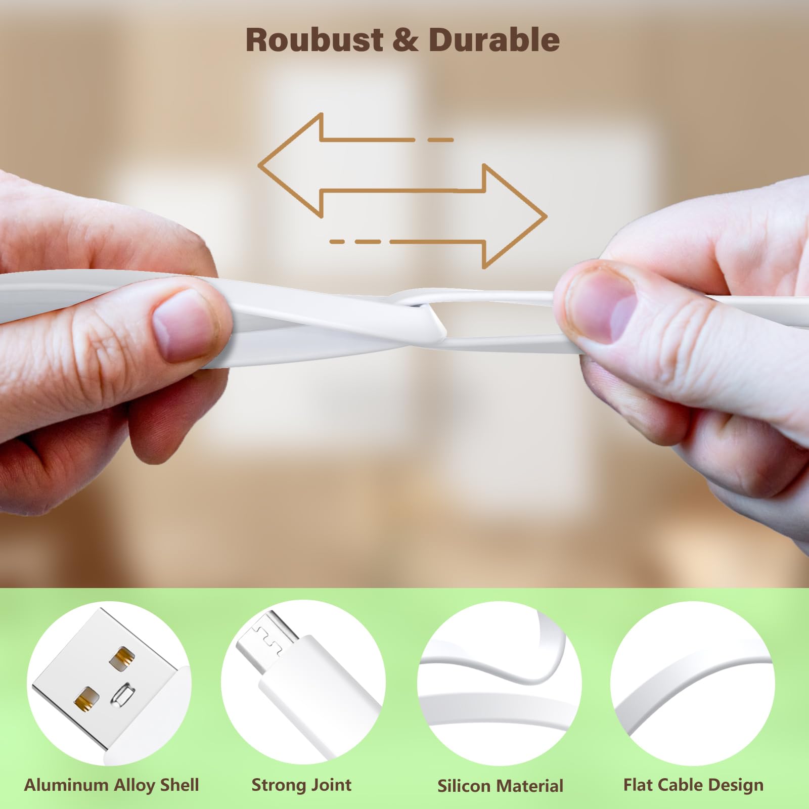 Delilyn 25Ft Micro Usb Extension Cable Compatible With Eufy Security Indoor Cam E220/P24, Flat Power Cable For Eufy Security Ind