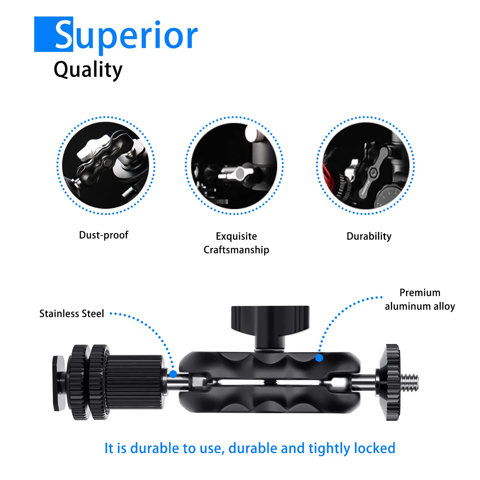 Lanxire Magic Arm Cool Ballhead Multi Function Double Ball Head Adapter For Dslr Cameras, Camcorders, Lcd Monitor, Flash, Led Li