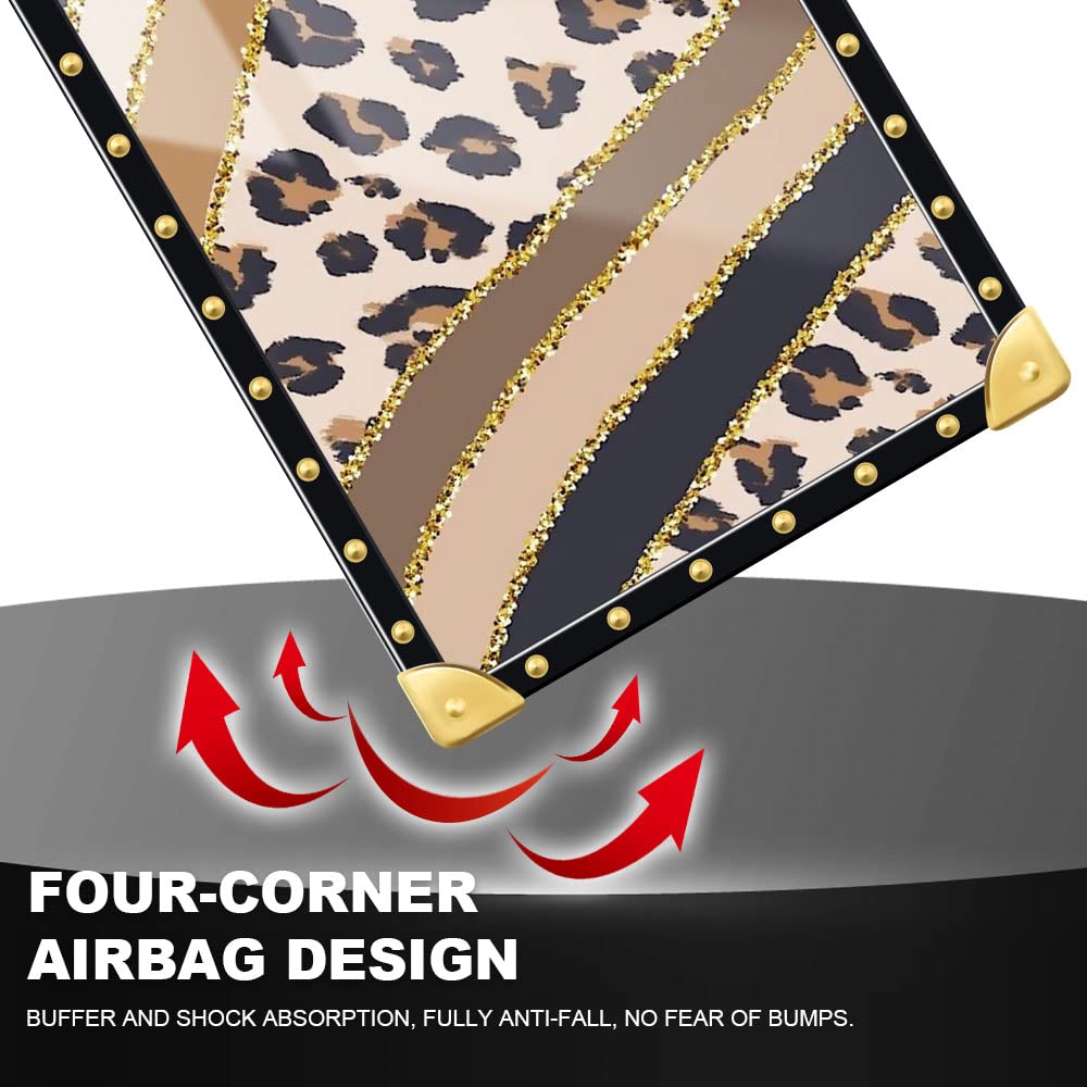 Pinsheng iPhone 14 Pro Max Case Leopard Stripe Square Shockproof TPU Metal Corner