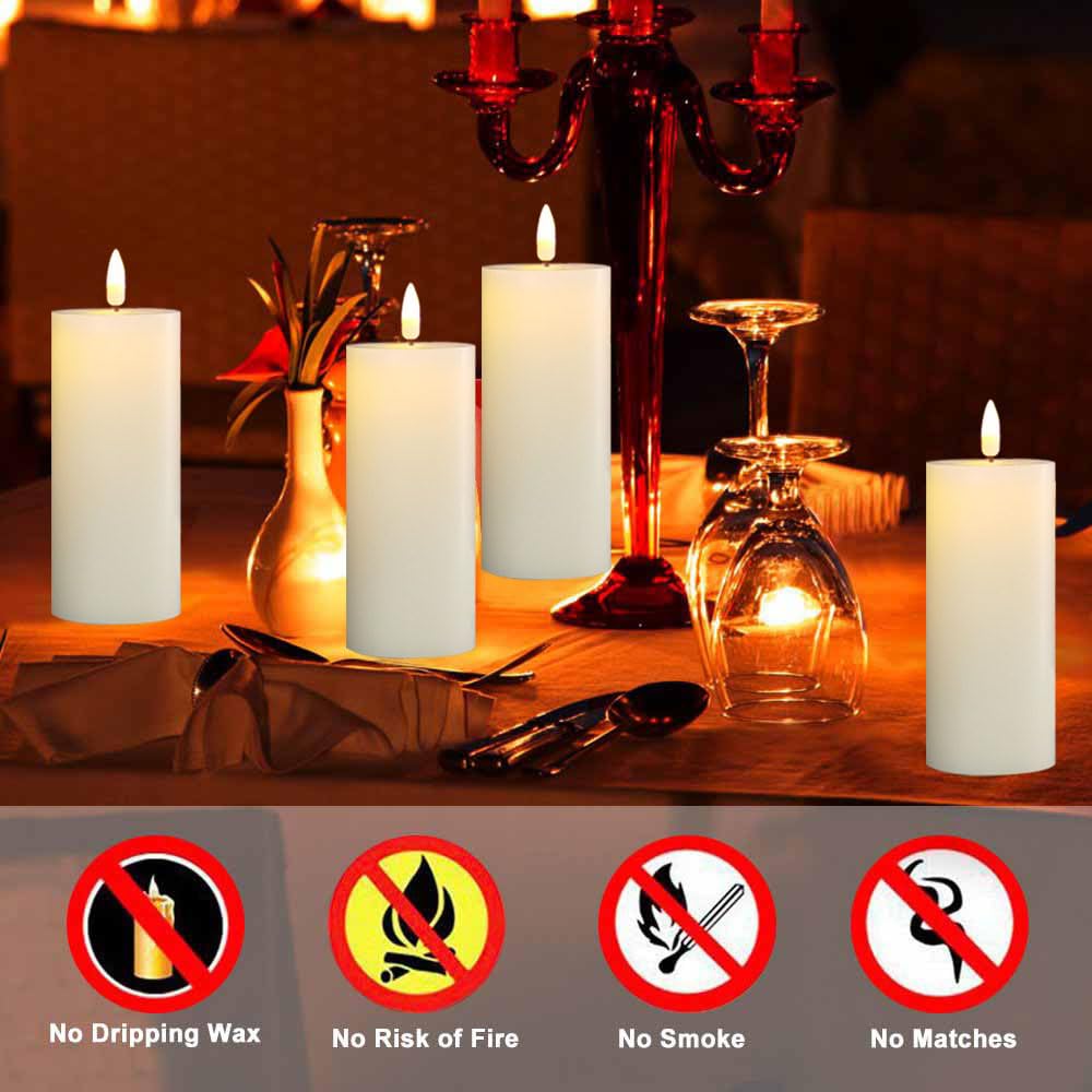 Volnyus White Flameless Candles Set Of 2 (2.2X5 Inch) Flickering Led Wax Candles Battery Operated With Remote Control Timers For