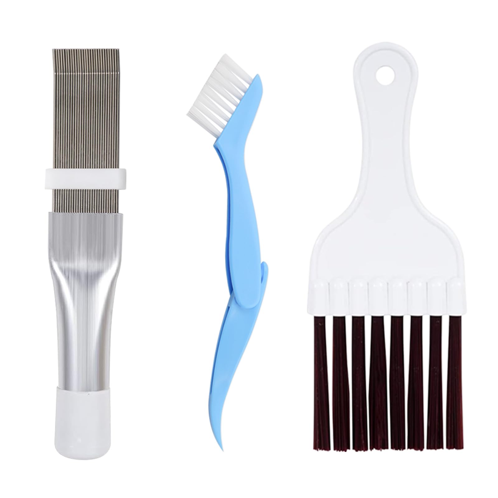 3 Pcs Air Conditioner Condenser Fin Comb Cleaner Kit, Ac Coil Cleaner Brush,1 Stainless Steel Radiator Fin Comb Straightener Ref
