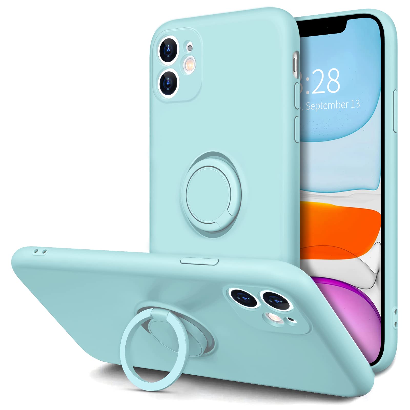 Hython For Iphone 11 Case With Ring Stand [360 Rotatable Ring Holder Magnetic Kickstand] [Support Car Mount] Slim Shockproof Sof