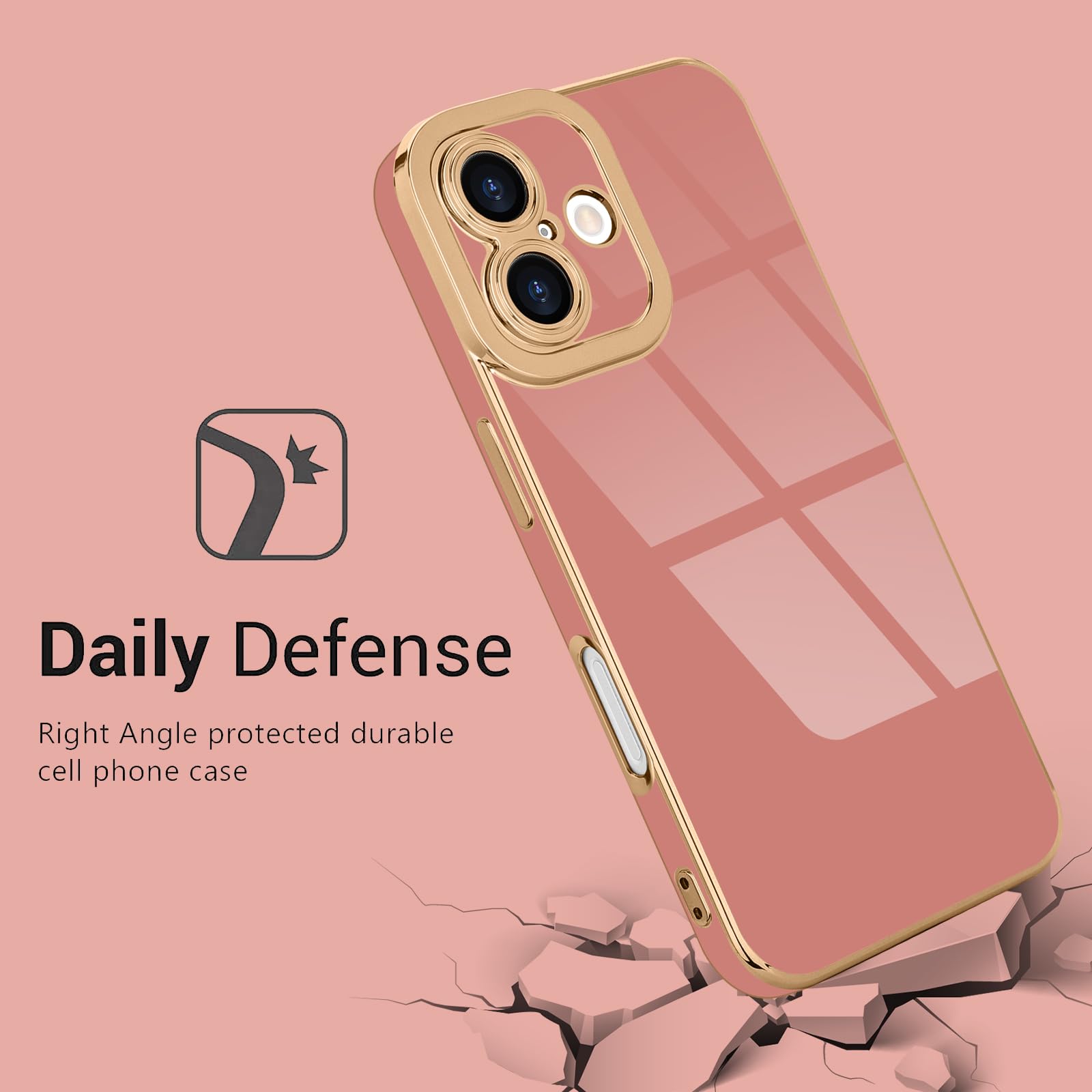 Lafunda Designed For Iphone 16 Plus Case Cute, Luxury Classy Plating For Women Girls Gold Edge Soft Tpu Bumper Cover With Camera