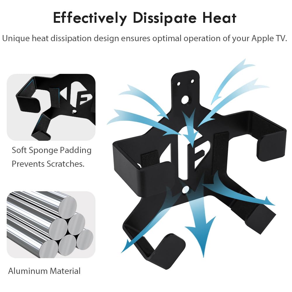 Ifcase Wall/Under Desk/Back Of Tv Mount Compatible With All Apple Tv Generations (Including All 4K Models) With Hdmi Cable 3.3Ft