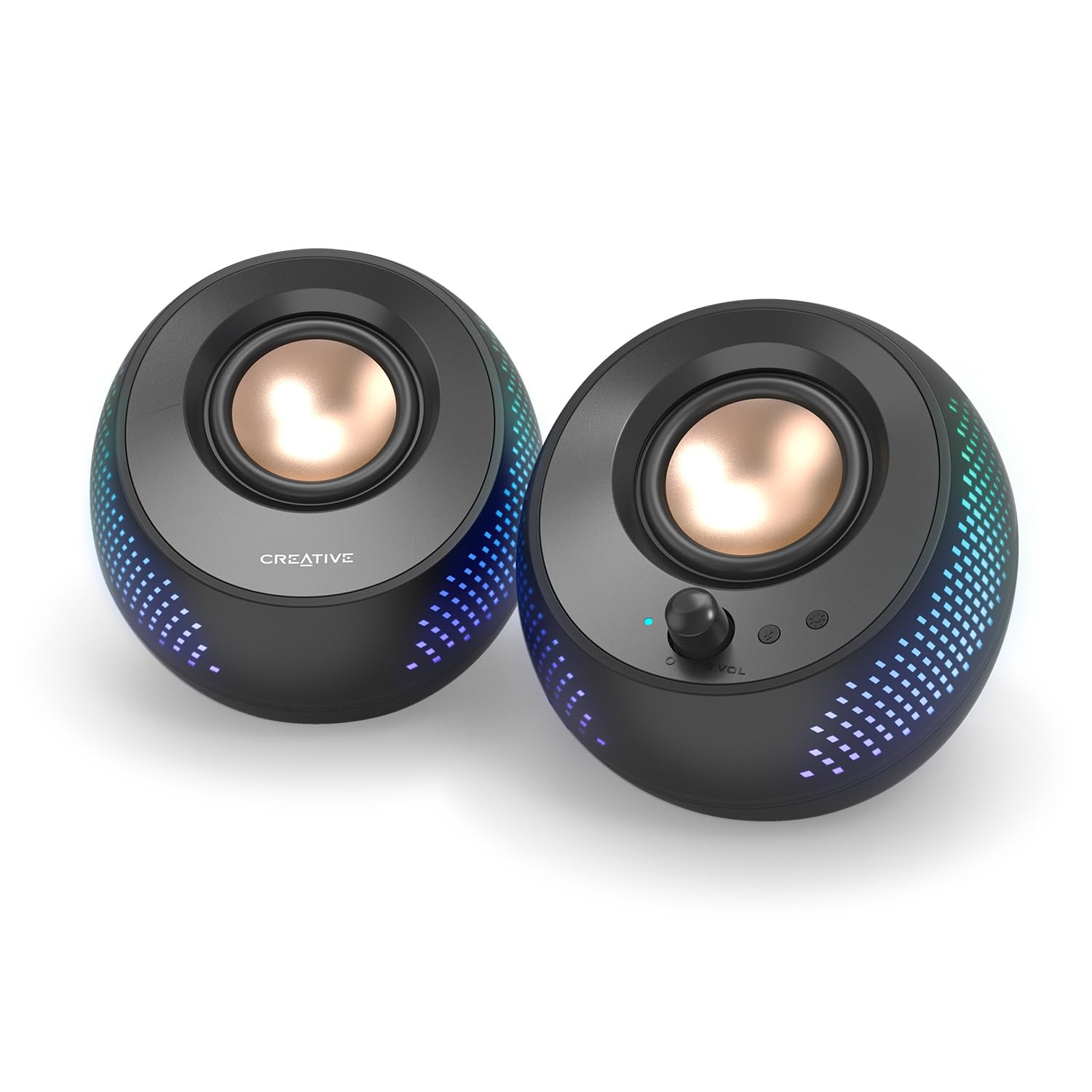 Creative Pebble X 2.0 USB-C Computer Speakers with Customizable RGB Lighting, Bluetooth 5.3, USB Audio, Up to 15W RMS Power for 