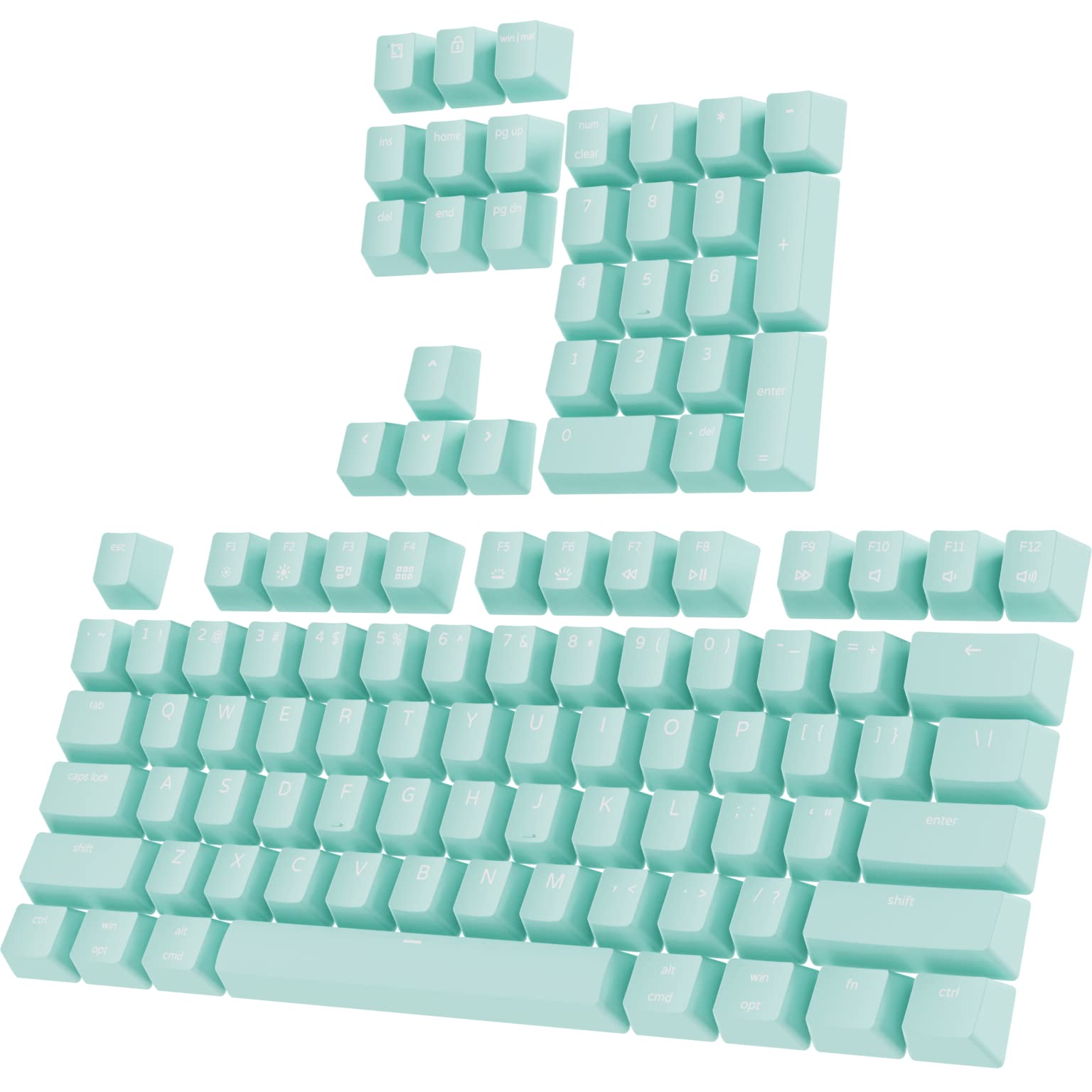 Pwnage Full Pbt Keycap Set   Double Shot Pbt Shine Through Full Keyboard Keycaps (Mint)