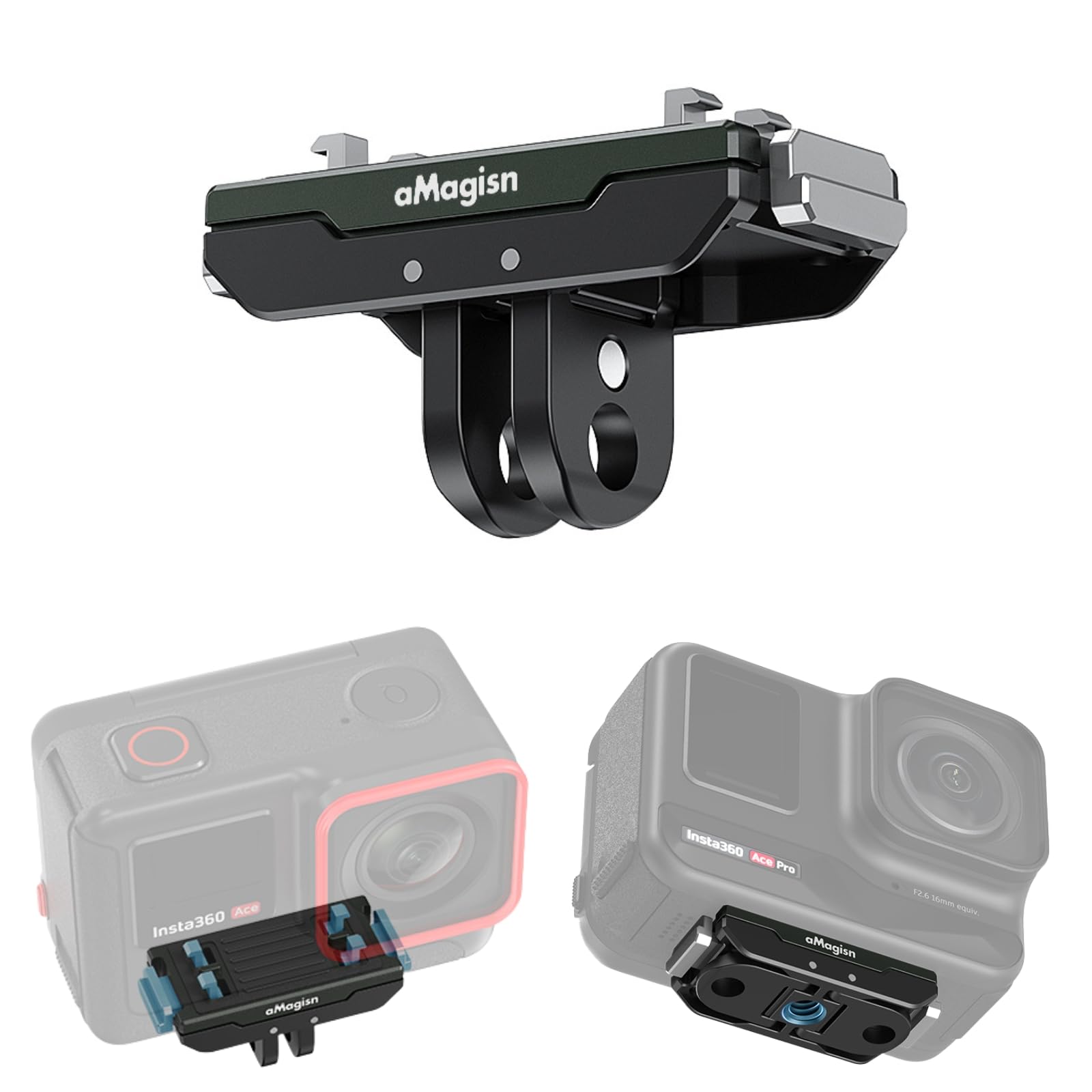 Gaekol Insta360 Ace Pro Quick Release Mount, Snap On Magnetic 2 Prong Mount And 1/4 Thread Mount For Insta360 Ace Pro / Insta360