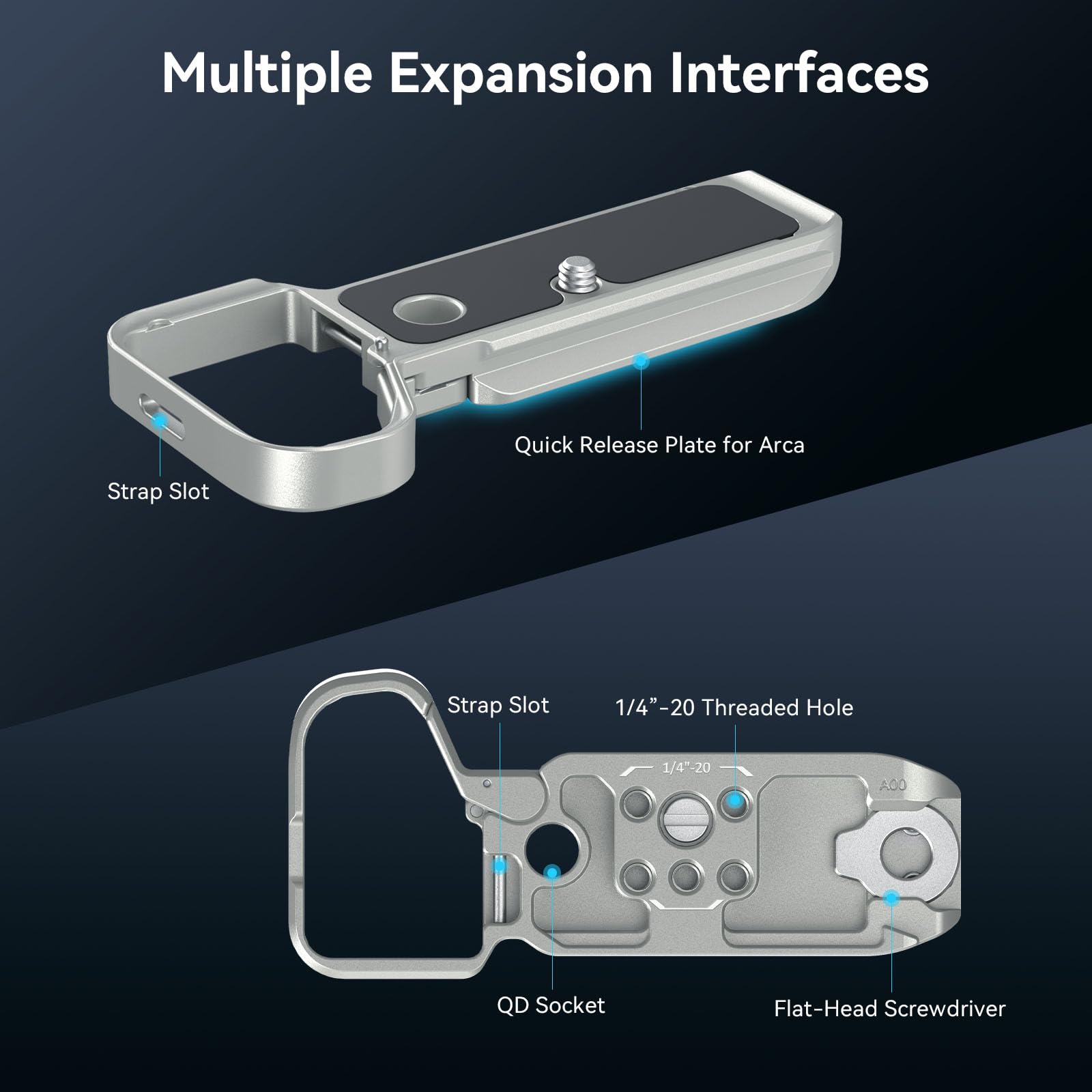 Smallrig Base Plate For Sony A7C Ii/A7Cr, Bottom Mount Plate (Silver) With Built-In Quick-Release Plate For Arca, Qd Socket, Str