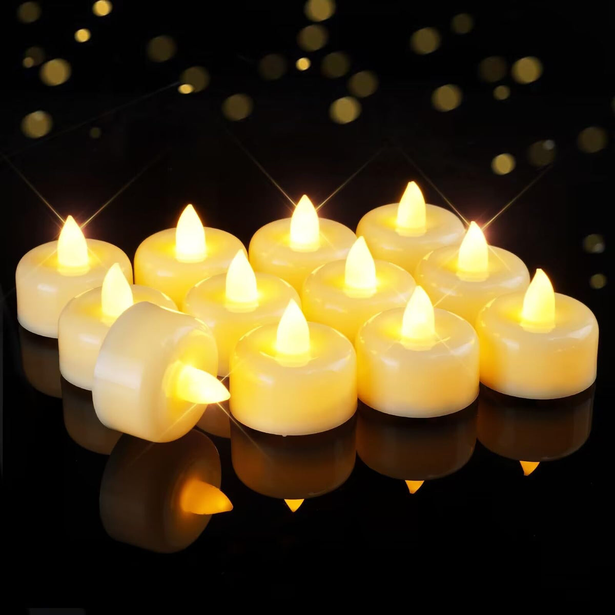 Raycare 12/24/50/100/150Pack Flameless Candles, Battery Operated Led Tea Lights, Long Lasting Fake Candles, Electric Candles For