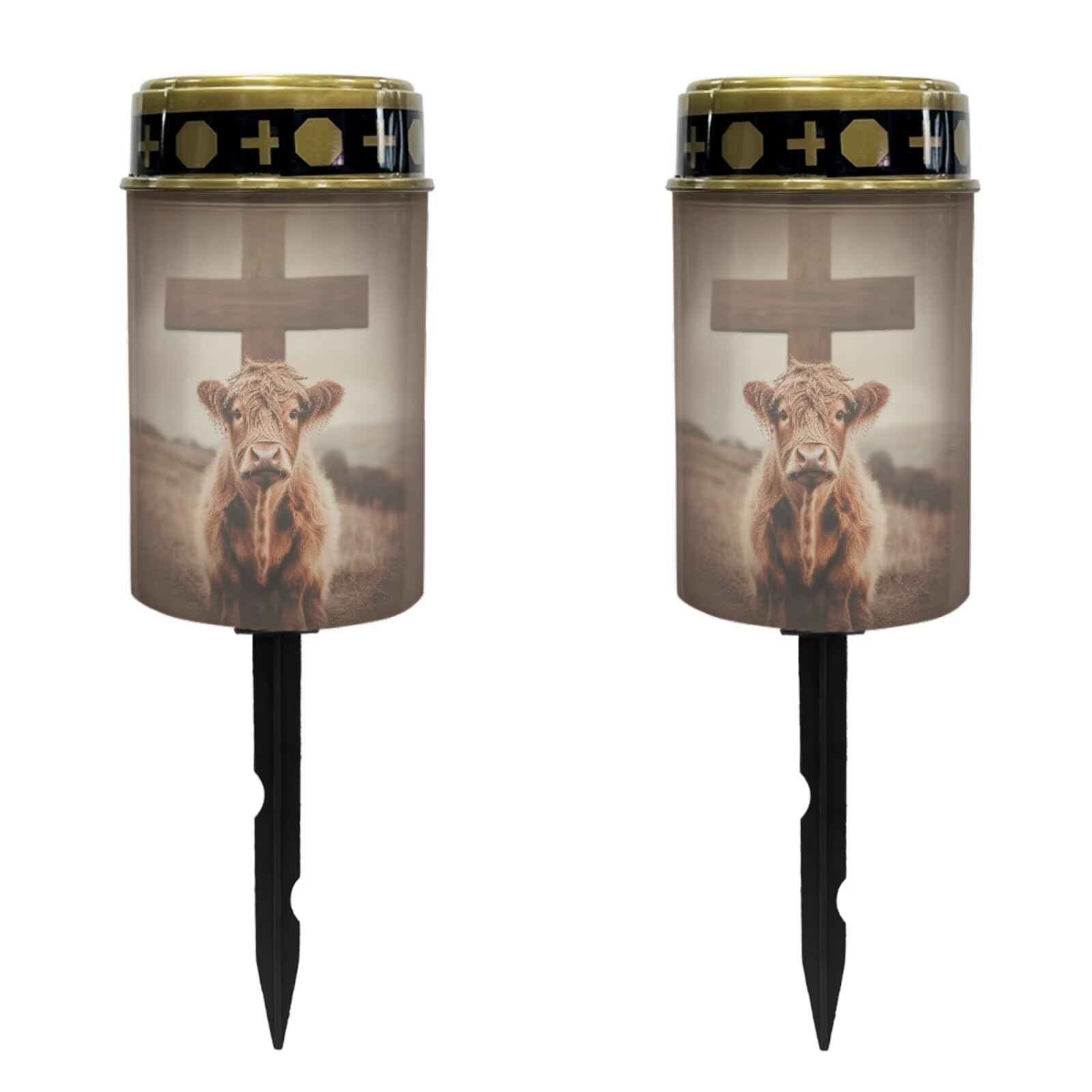 Luarisgur Solar Cross for Cemetery Grave Cross Cattle Grave Decorations Flameless Eternal Lights for Graves Memorial Grave Light