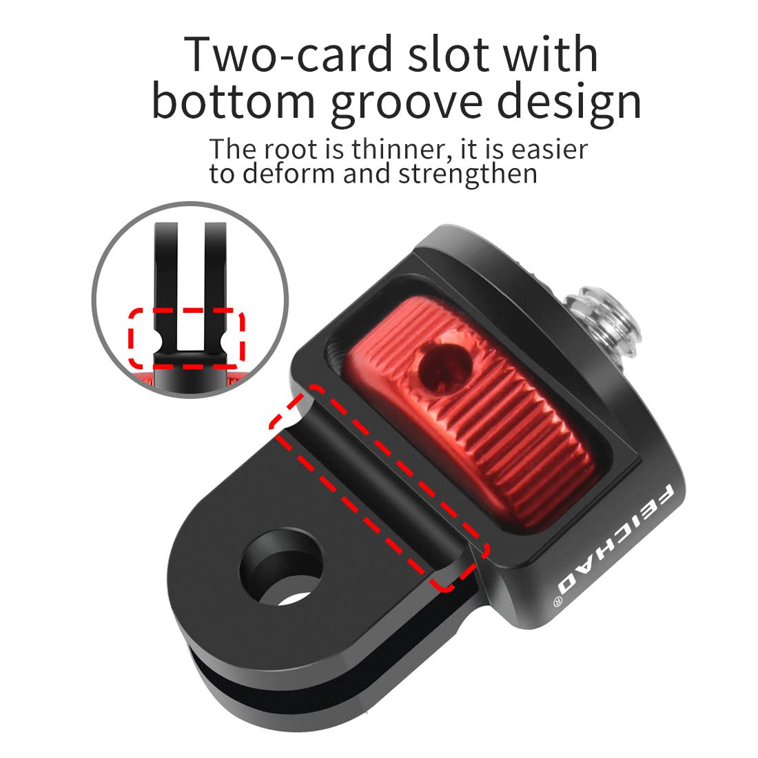 Feichao Upgraded Universal Camera Mount Adapter 360 Degree Swivel 1/4'' Screw Converter Cnc Aluminum Metal Compatible With Gopro