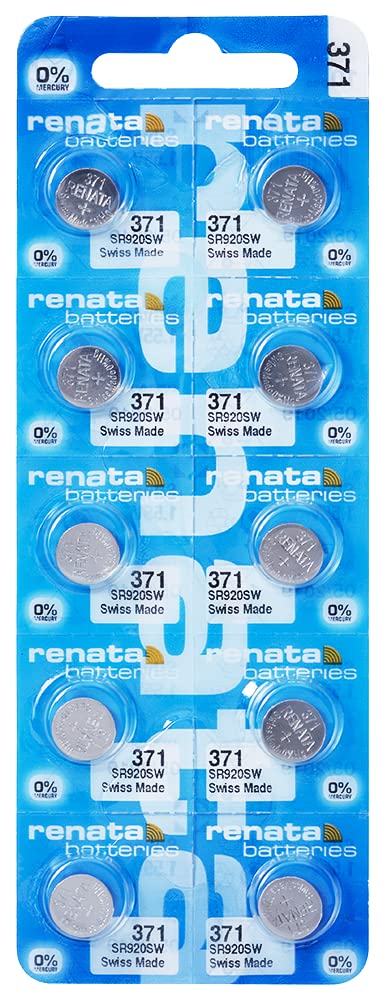 Renata 371 Sr920Sw Batteries   1.55V Silver Oxide 371 Watch Battery (10 Count)