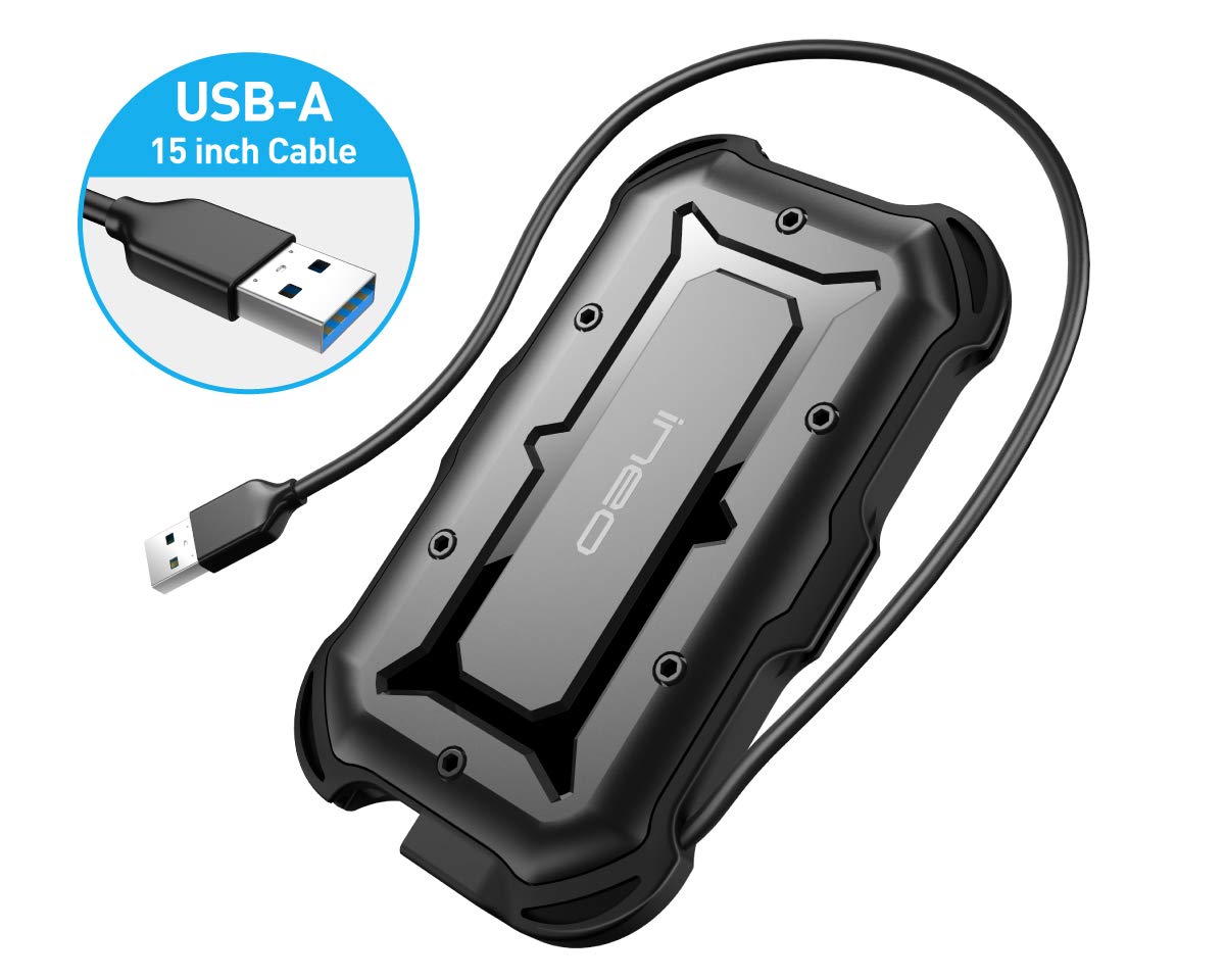Ineo 2.5' Usb 3.0 Type A Rugged Waterproof & Shockproof External Hdd Enclosure   Ip66 Rated, Compatible With Ps5, Xbox, Laptops, Macbook, Wd, Seagate, Toshiba, Samsung, Hitachi [T2566 Ii]