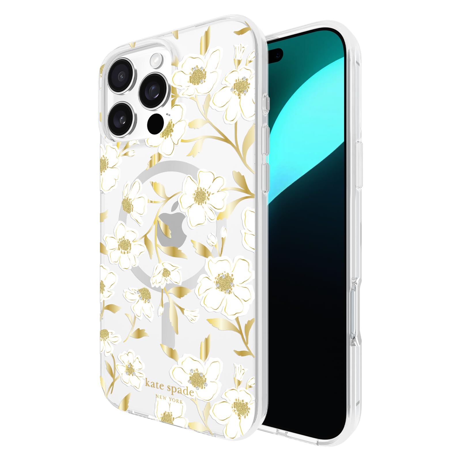 Kate Spade New York Iphone 16 Pro Max Case   Compatible With Magsafe   Designer Phone Case   Sunshine Floral Gems