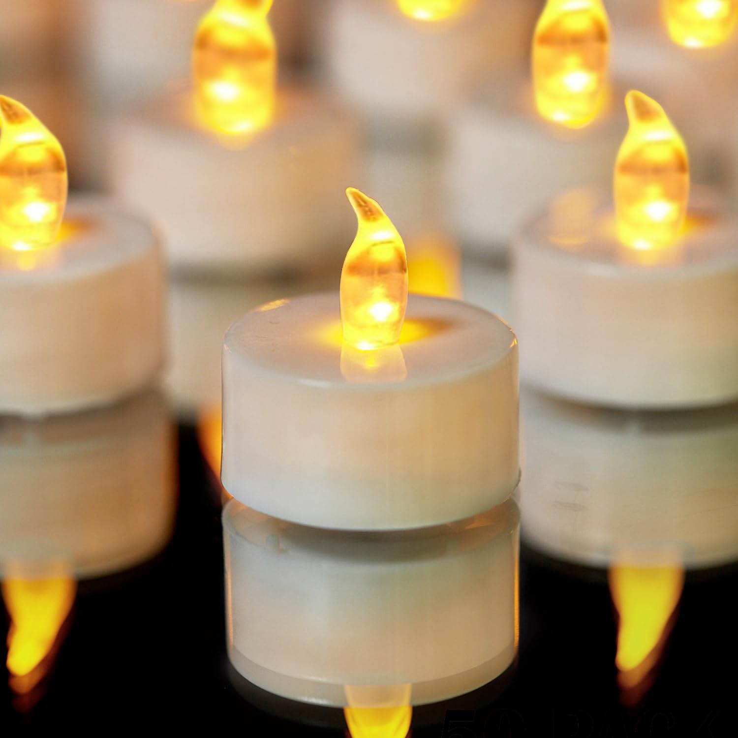Yiwer Battery Tea Lights Candles Set Of 24: Flickering Flameless Realistic Tealights With Warm Yellow Light Candle Light For Fes