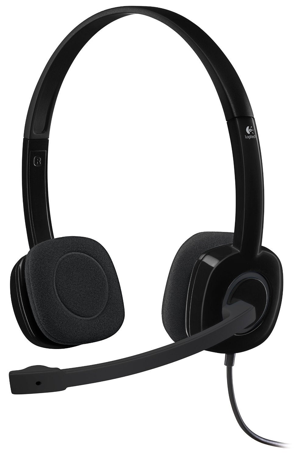 Logitech 3.5 Mm Analog Stereo Headset H151 With Boom Microphone (981 000587) Plus Bonus Usb Extenders