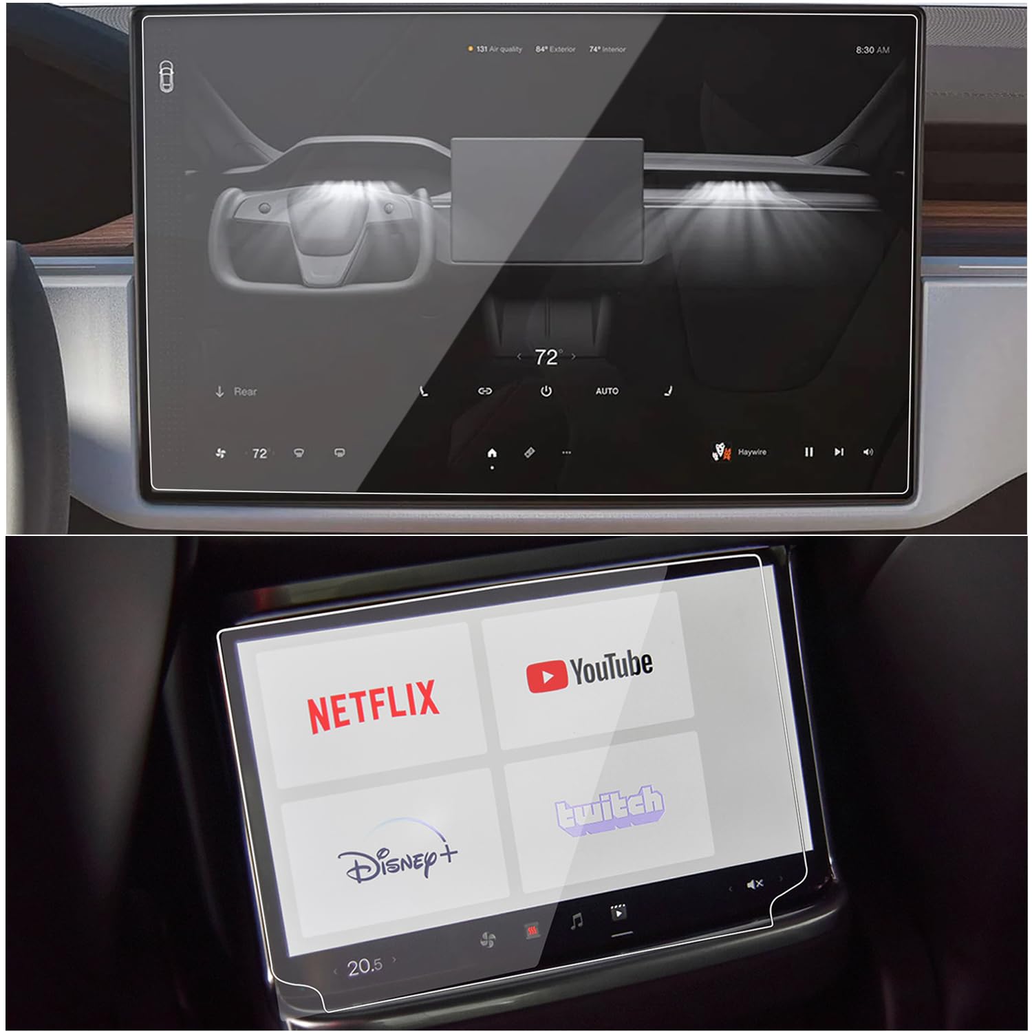 Azzigo Navigation And Rear Tempered Glass Screen Protector For 2024 2023 2022 2021 Tesla Model S Model X Refreshed Touch Screen