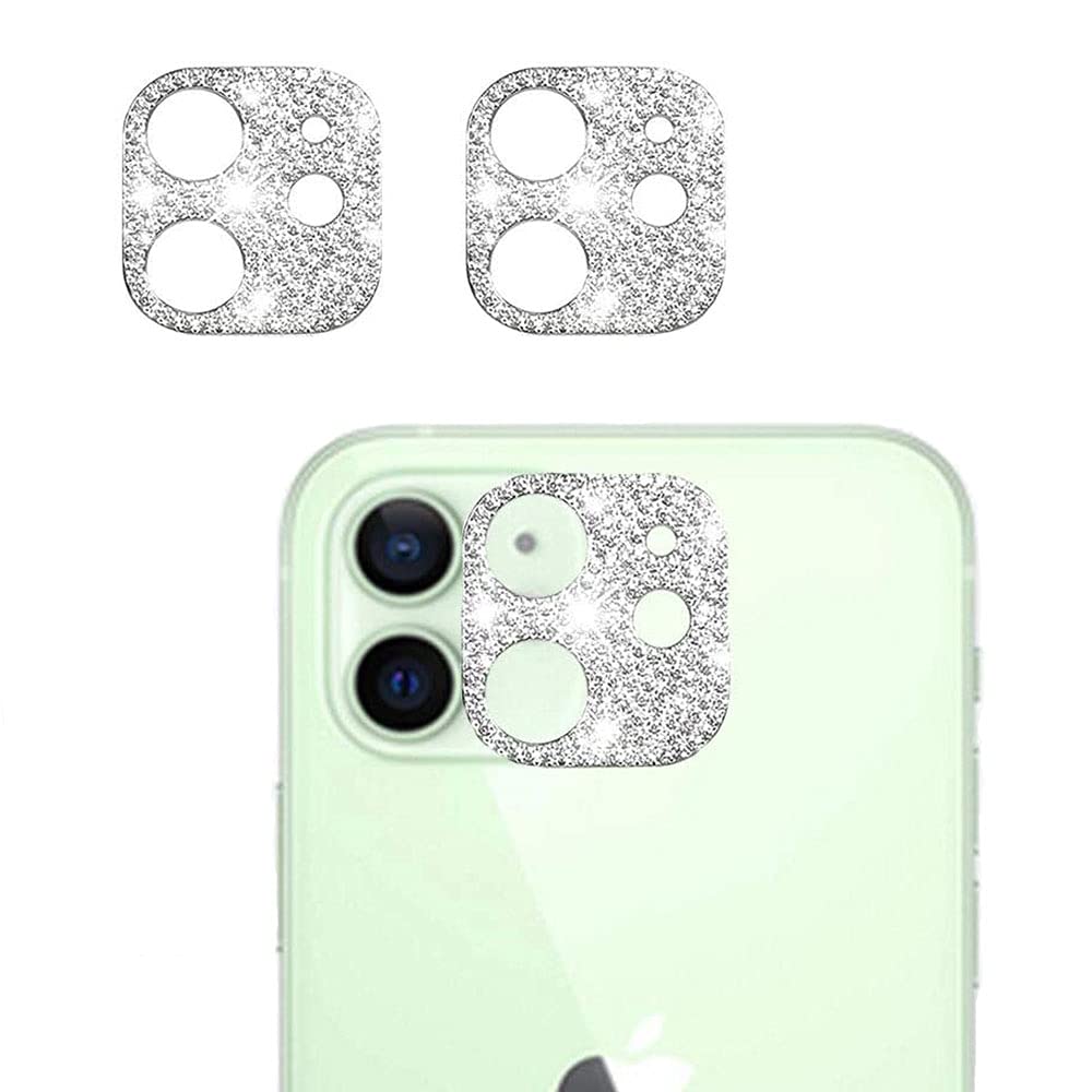 [2 Pack] Bling Crystal Camera Lens Protector For Iphone 11/Iphone 12 Mini,Lntech Glitter Diamond Rear Camera Cover 3D Bling Diam