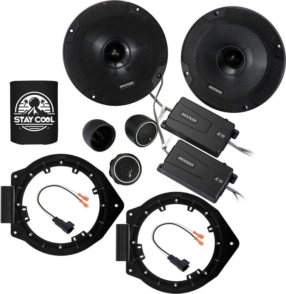 KICKER Rear Door 6.5 Speakers Kit for GMC Sierra 2500HD/3500HD(Crew) 2015-21 Upgrade Kit - Pair of CS Series 6 1/2 Inch Componen