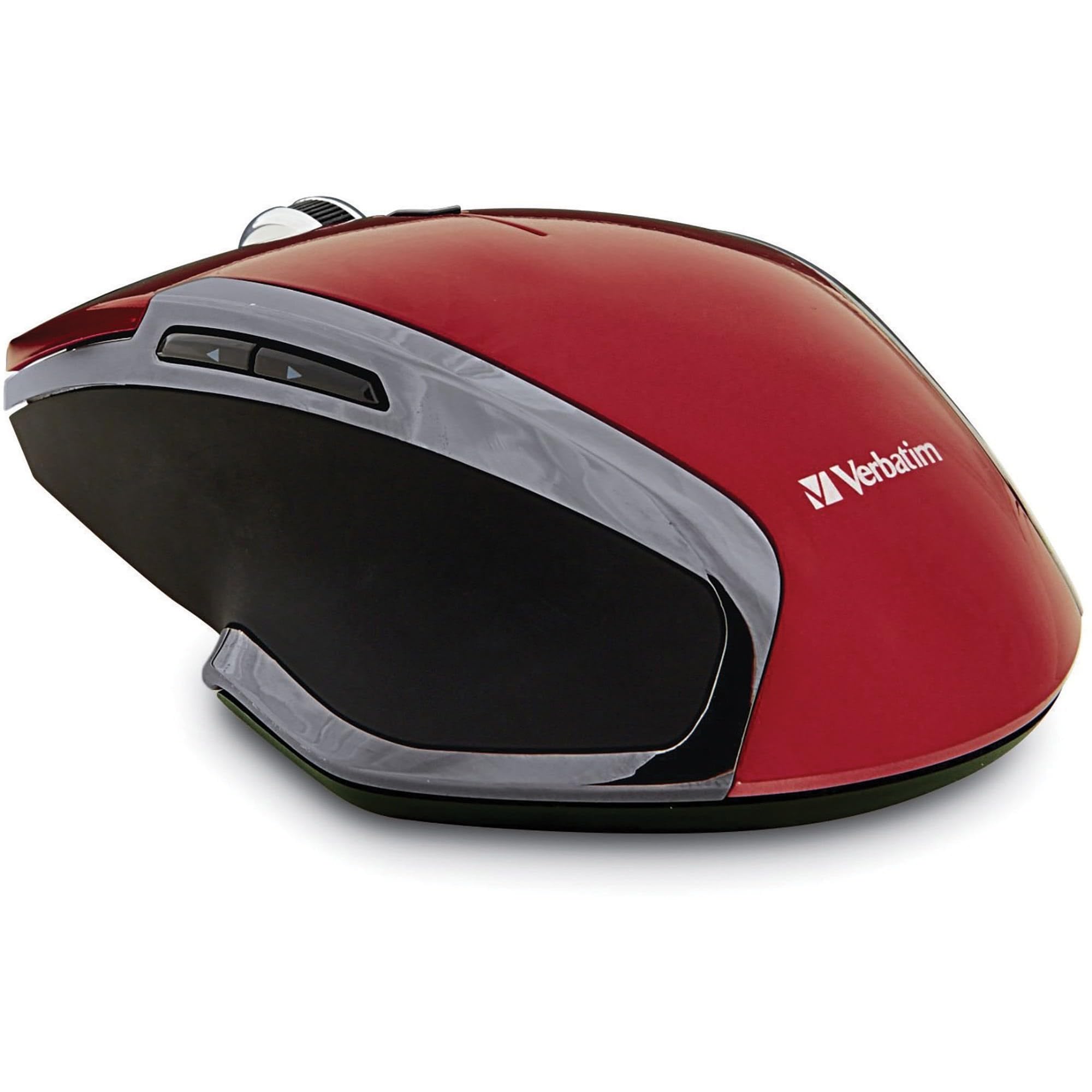 Verbatim 2.4G Wireless 6-Button LED Ergonomic Deluxe Mouse - Computer Mouse with Nano Receiver for Mac and PC - Red
