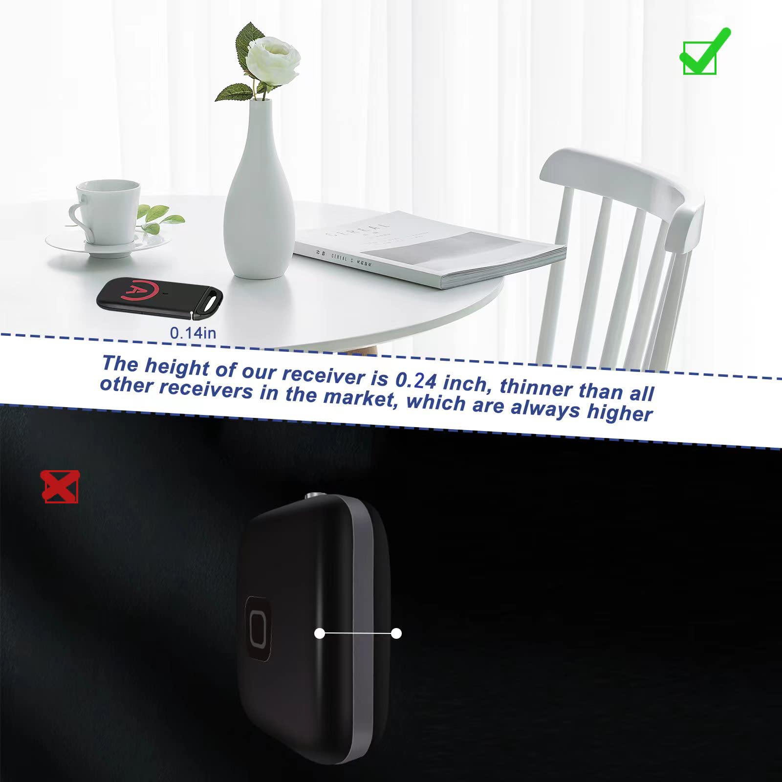 Key Finder With Thinner Receivers & Advanced Fabric Remotes, Simjar 80Db+ Rf Item Locator With 131Ft Working Range, 2 Rf Transmi