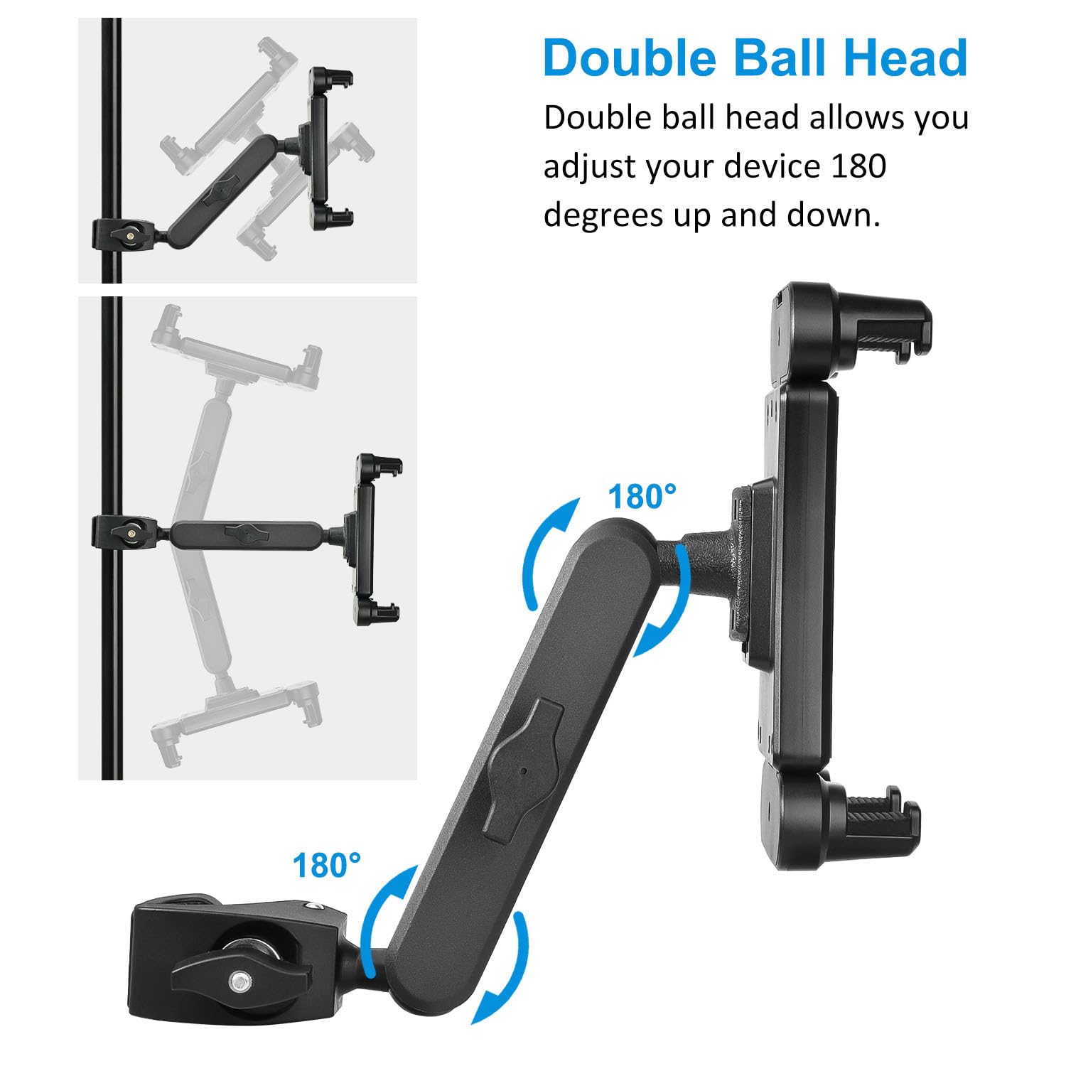 Zeleramdo Tablet Holder For Microphone Stand, Ipad Mic Stand Phone Holder 360 Rotation, Tablet Music Mount Compatible With Ipad