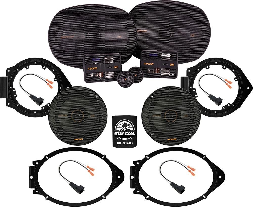 KICKER Front and Rear Door 6x9 & 6.5 Speakers for Chevy Silverado 2015-2024 Upgrade Kit - 2 Pairs of KS Series 6x9 and 6 1/2 Inc