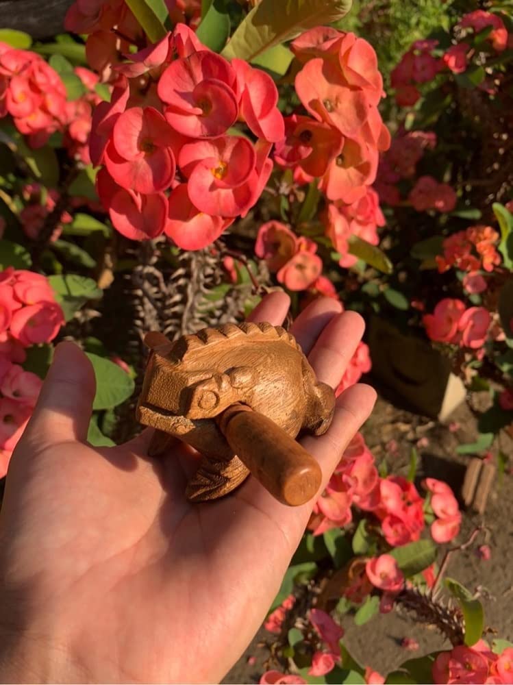 Guiros Percussion Instruments Wooden Frog Wooden Frog Musical Instrument 3 Pieces Set Of 4 Inch Frog, 3 Inch Frog, And 2.25-2.75