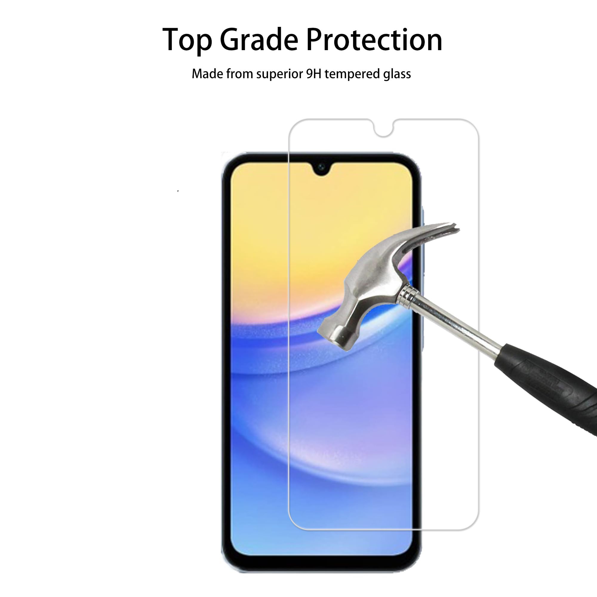 Hkkais Screen Protector For Samsung Galaxy A15 5G Tempered Glass 2 Pack Camera Lens Protector Film 2 Pack With Easy Alignment To