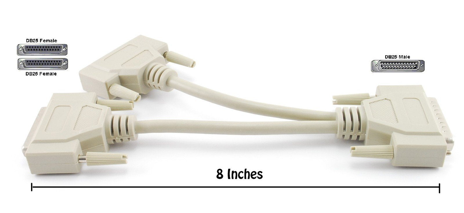 Cablesonline 8 Inch Db25 Parallel Male/Dual Female Y Splitter Printer Cable (Ys 005)