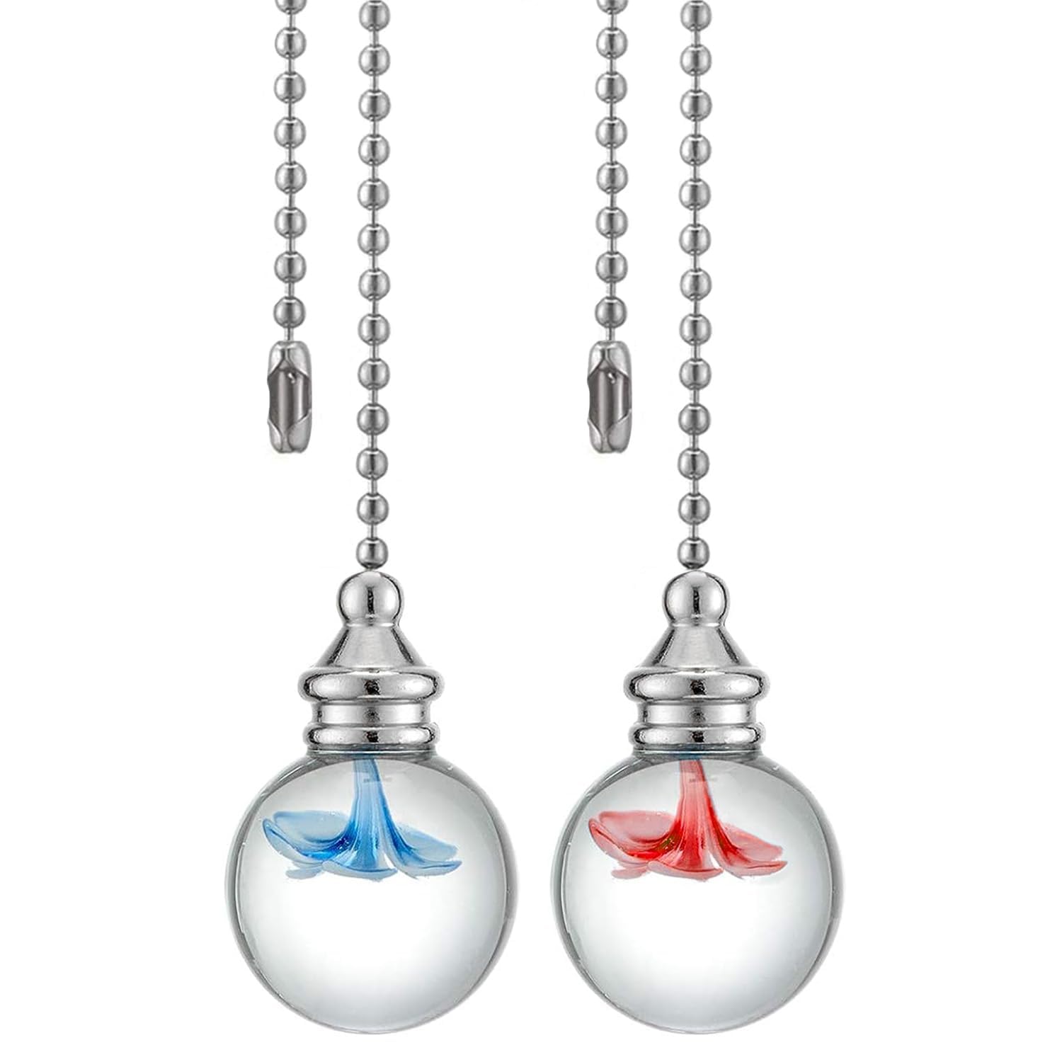 Akahttbn Crystal Ceiling Fan Chain Pulls Extension 12 Inches 30Mm Diameter Glass Flower Pendant Chain Fan Pulls Set For Ceiling