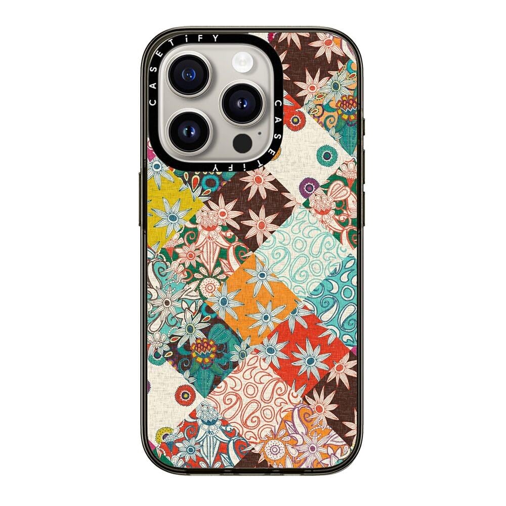 Casetify Compact Iphone 15 Pro Case [2X Military Grade Drop Tested / 4Ft Drop Protection]   Sarilmak Patchwork   Clear Black