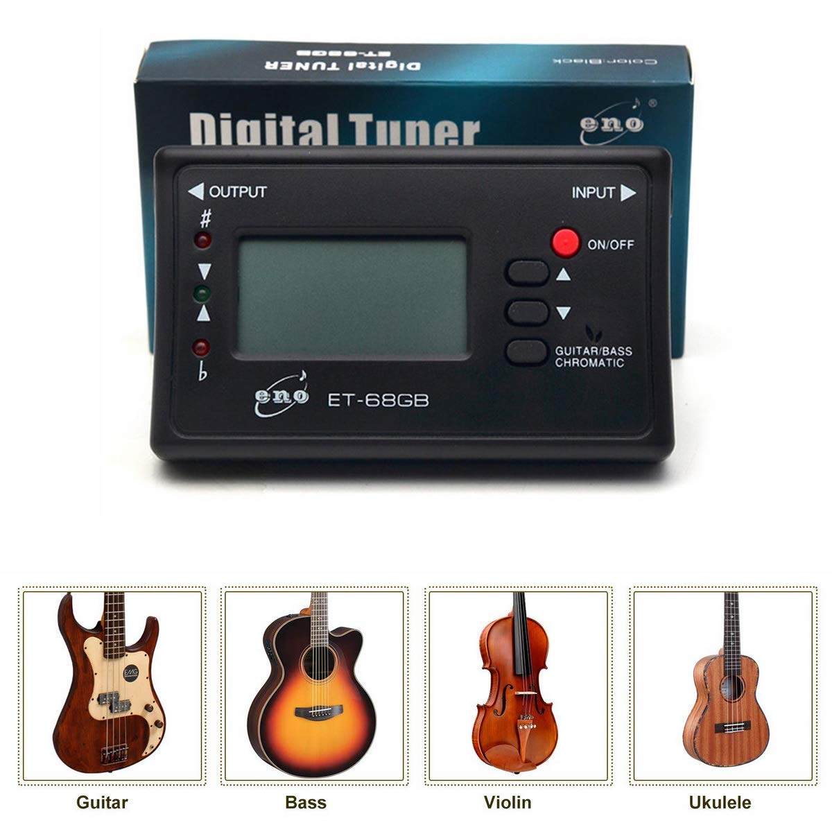 Ayevision Chromatic Tuner For Guitar Electric Bass Mandolin Ukulele Violin Banjo Cello