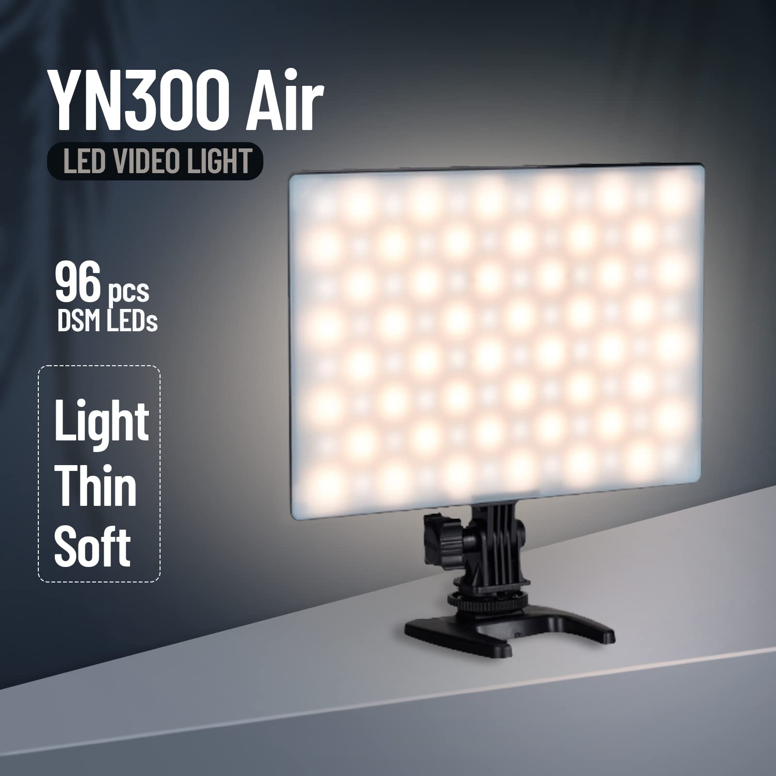 Yongnuo Yn300 Air Led Camera Video Light, With Adjustable Color Temperature 3200K 5600K, For Canon Nikon Pentax Olympus Samsung