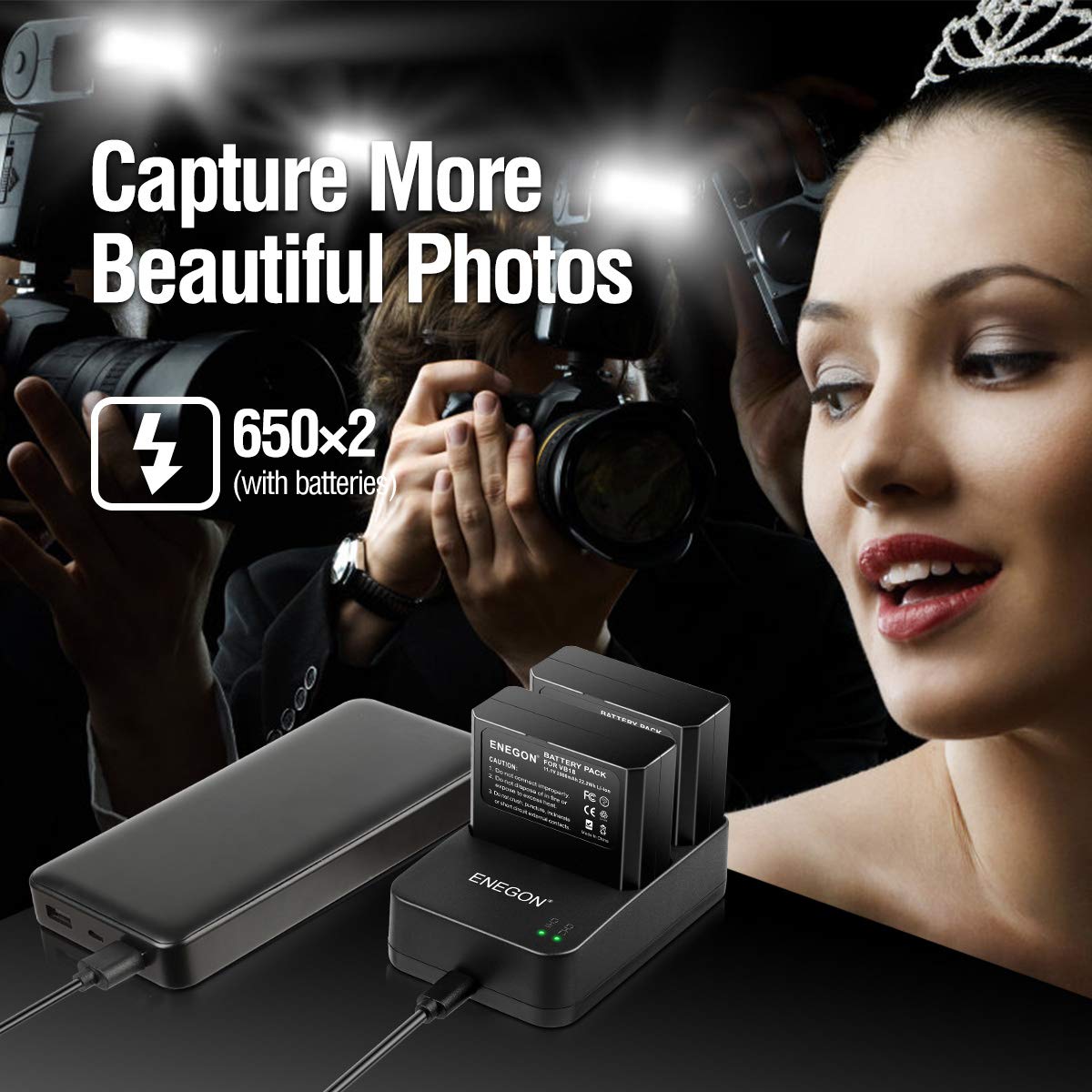 Enegon Vb18, Li Ion Battery Vb18 (2 Pack) & Dual Usb Charger For Godox V850 V850Ii V860 V860C V860N V860Ii V860Ii N V860Ii C V86
