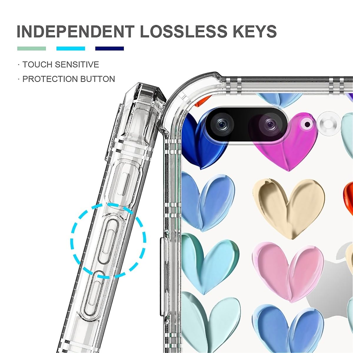 Tamefox Case Compatible With Clear Iphone 8 Plus 7 Plus,Oil Painted Heart Slim-Fit Shock-Resistant Raised Bezel Camera Protectio