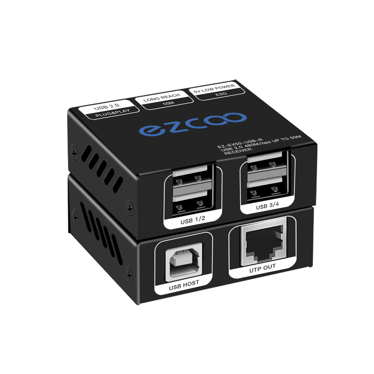 Usb Extender 165Ft 50M 4 Port Usb2.0 Hub By Cat5E Cat6  Two Webcam Work Sync,Plug & Play For Camera Storage Hard Drive Pc Window