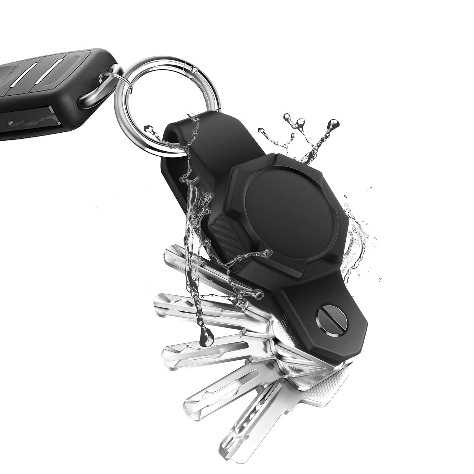 Aircawin Waterproof Key Organizer For Airtag Case,Mini Key Holder For Airtag,Anti Lost Silicon Airtag Holder Case Gps Tracker Ca