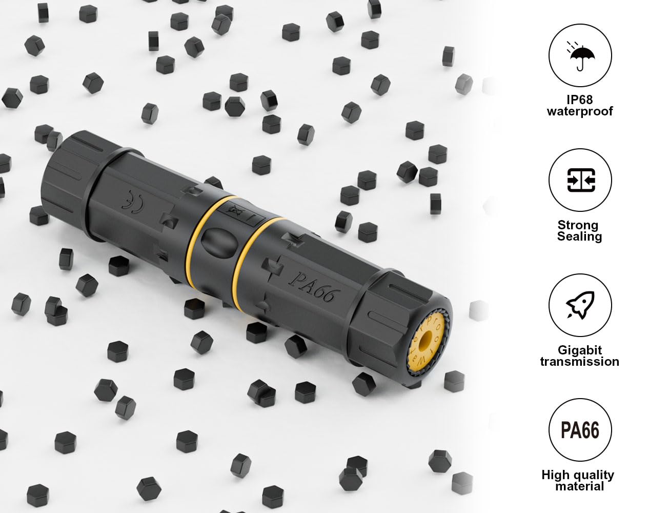 Fgb 10Gbps Waterproof Rj45 Coupler Cat7, Shielded Ip68 Waterproof Ethernet Connector, Waterproof Ethernet Coupler Outdoor Networ