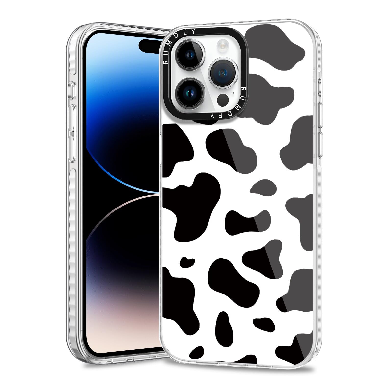 Rumdey 2 Pack Cute Pattern For Iphone 14 Pro Max 6.7'' Phone Case, Cow Print Aesthetic Design Clear Cases Soft Silicone Slim Tpu