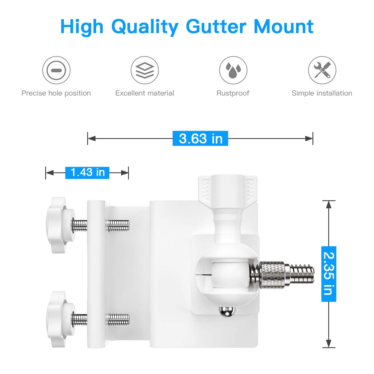 Okemeeo Security Camera Gutter Mount For Eufycam 2C/2C Pro/3/3C/Solocam C210/Solocam S220, Outdoor Mount For Wyze Cam Pan V3/Arlo Cameras And More With 1/4' 20 Threaded Hole(White, 1 Pack)