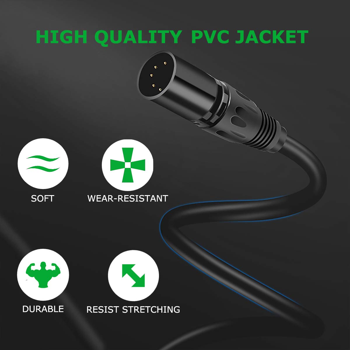 Hosongin 5 Pin Xlr Dmx Cable Adapter 5 Feet, Dmx512 5Pin Dmx Female To Male 5 Pin Dmx Cable