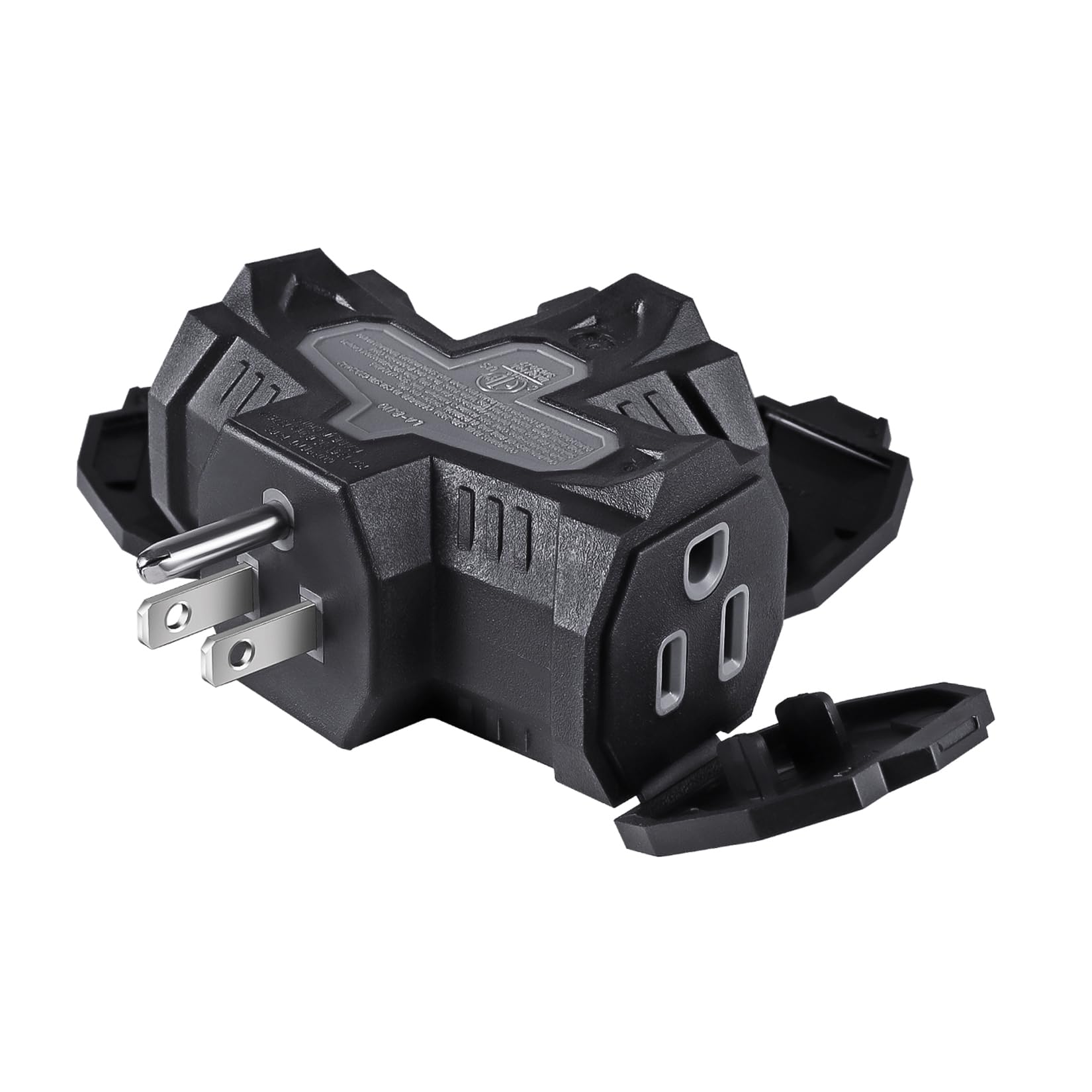 Fiiman 3 Outlet Indoor Outdoor Wall Adapter, Etl Listed 3 Prong Grounded Outlet Splitter, Weatherproof Heavy Duty Multi Outlet P