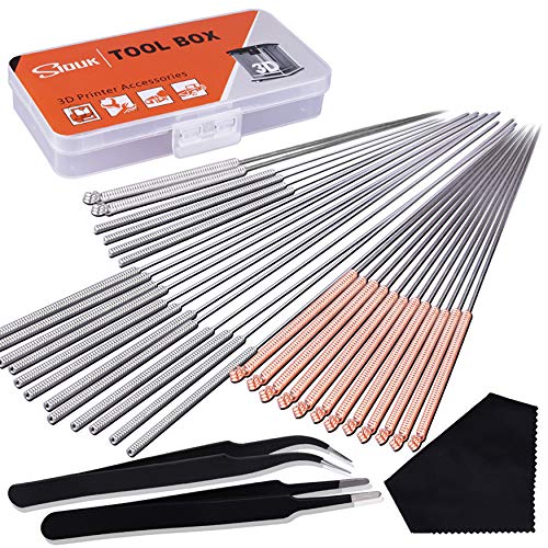 Siquk 33 Pcs 3D Printer Nozzle Cleaning Tools Kit 30 Pcs 0.15Mm, 0.25Mm, 0.35Mm, 0.4Mm, 0.5Mm Cleaning Needles 2 Pcs Tweezers An