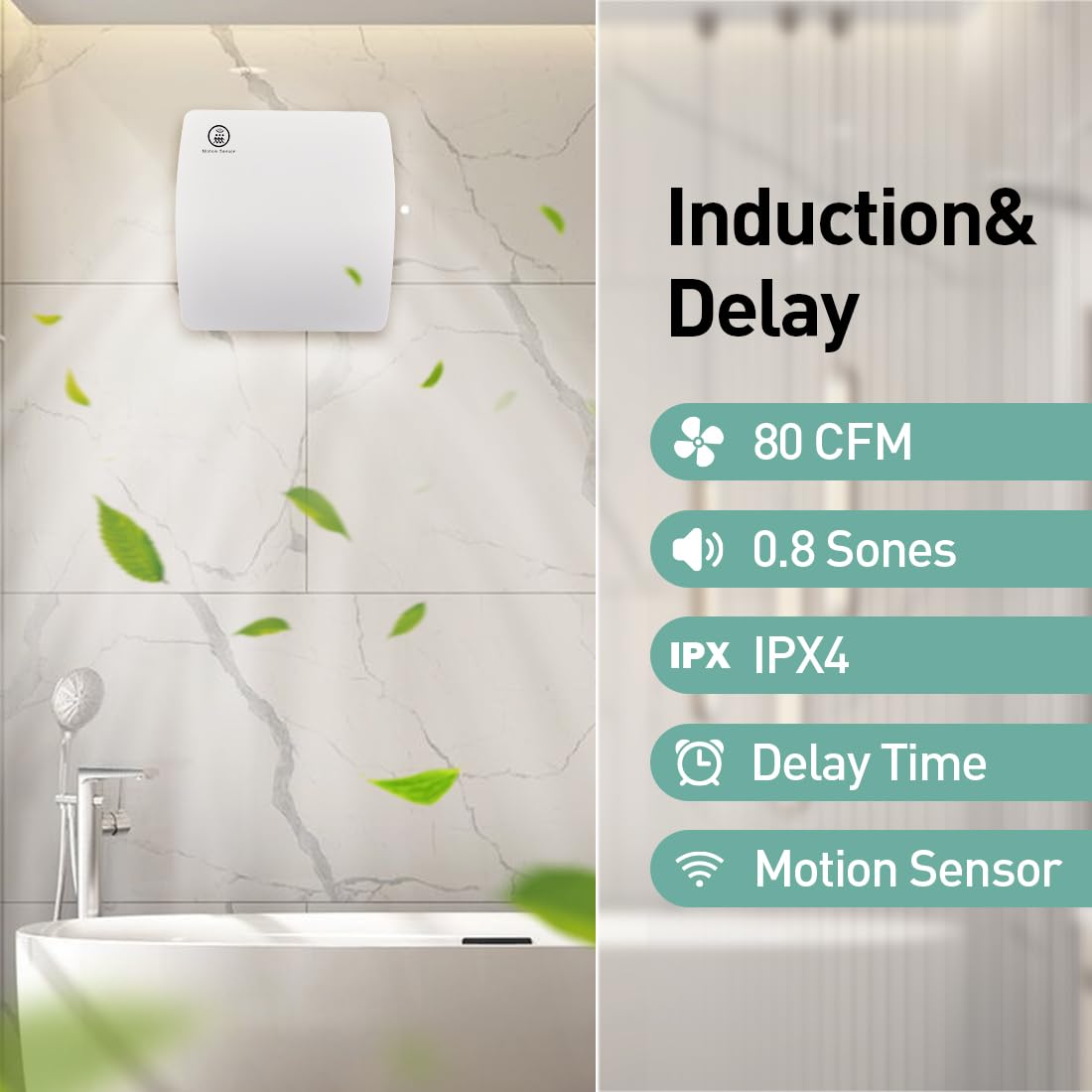 Hehou Bathroom Exhaust Automatic Fan For Wall And Window,Quiet 4 In Bathroom Motion Sensor And Delay Time Exhaust Fan With O Rin