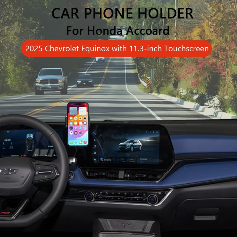 Juborre Car Phone Holder For 2025 Chevrolet Chevy Equinox Accessories,Phone Mount For Equinox With 11.3-Inch Screen,Hands-Free 3