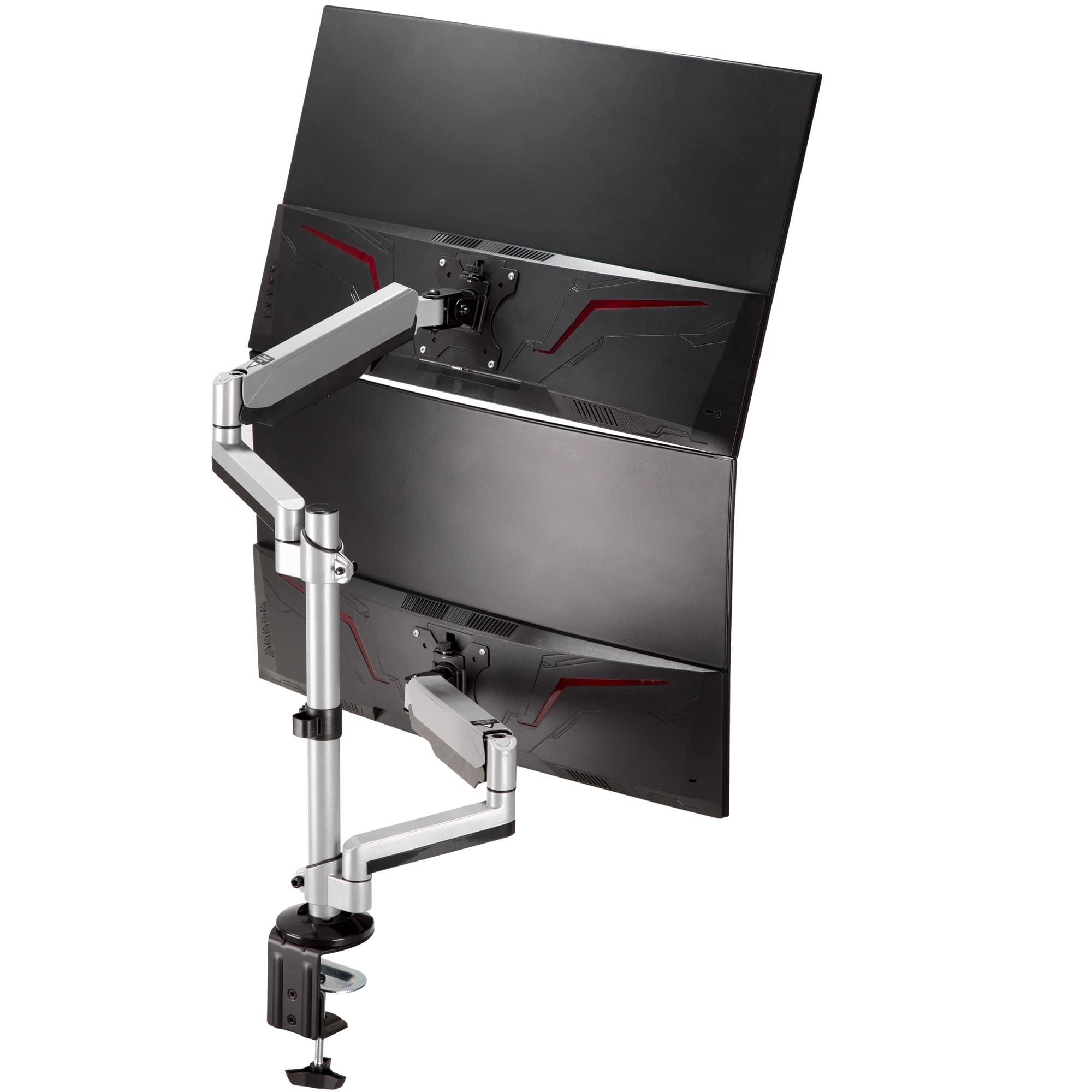 Avlt Dual 17'' 32'' Stacked Monitor Arm Desk Mount Fits Two Flat/Curved Monitor Full Motion Height Swivel Tilt Rotation Adjustab